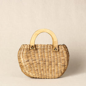 Beige - Handmade Organic Water Hyacinth Hand Bag from Assam
