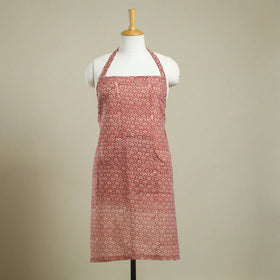 Buy Red Bagh Block Print Cotton Apron with Pocket