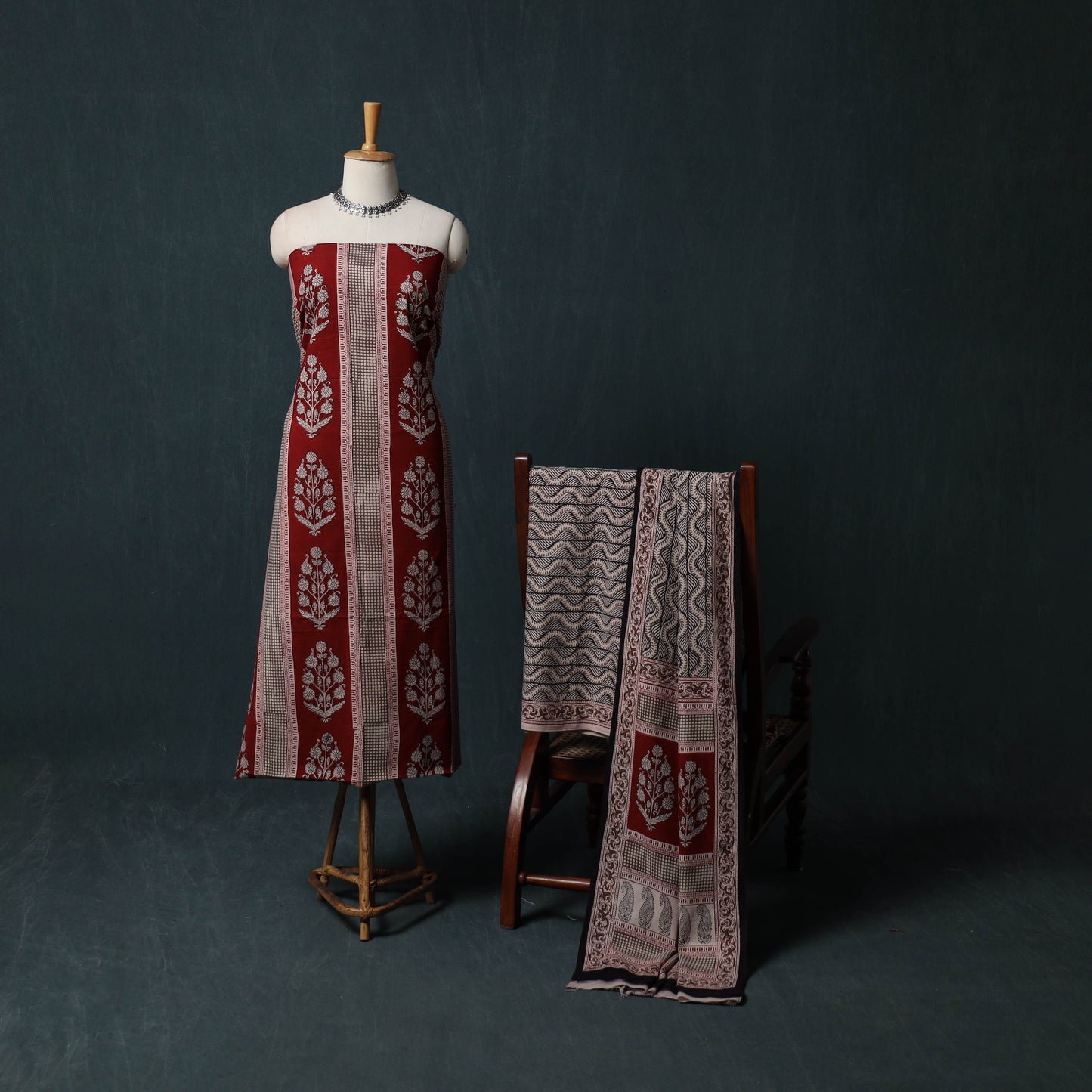 Bagh Hand Block Print Cotton 3pc Unstitched Dress Material Suit Set 33