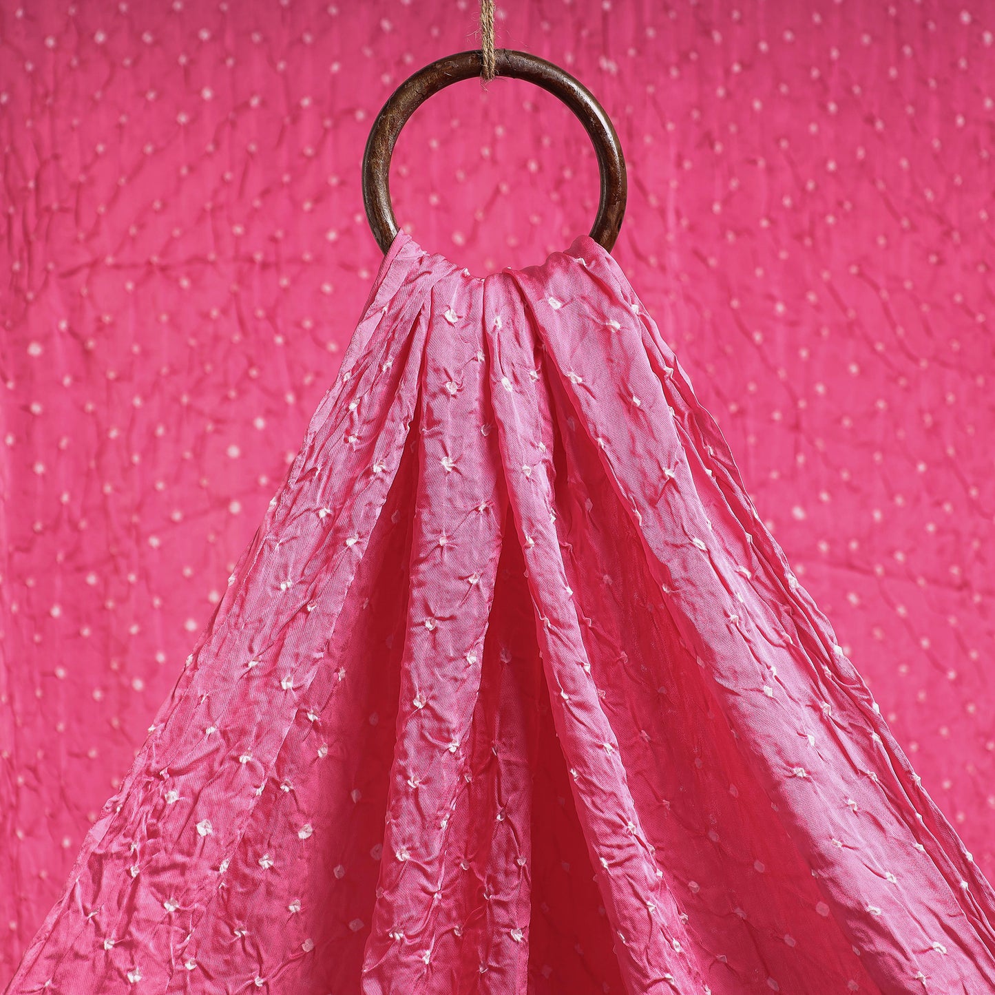 Light Pink Kutch Bandhani Tie-Dye Modal Silk Fabric