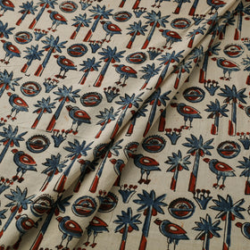 Beige Natural Dyed Block Print Cotton Ajrakh Fabric