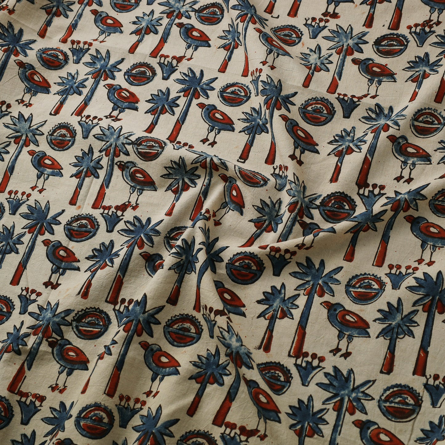 Beige Natural Dyed Block Print Cotton Ajrakh Fabric