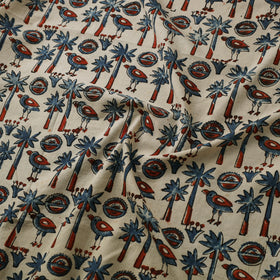 Beige Natural Dyed Block Print Cotton Ajrakh Fabric