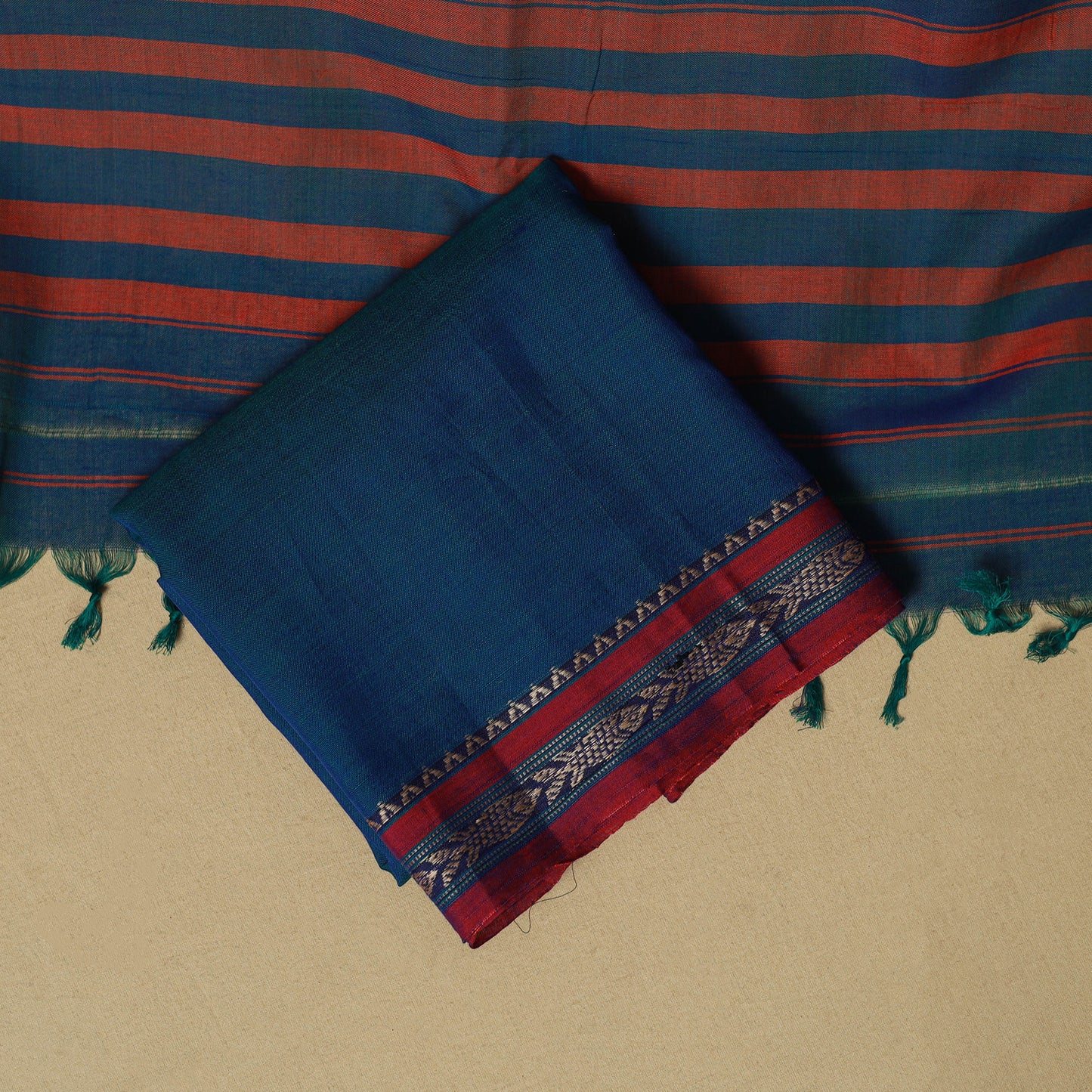 Dharwad Cotton 3pc Unstitched Dress Material with Border 43