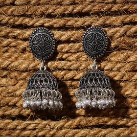 Grey - trisha handcrafted gs beaded jhumki earrings