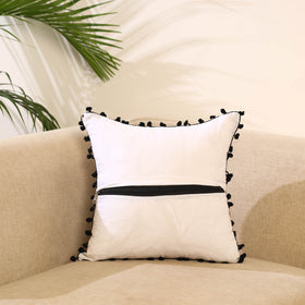 Black Cotton Sanganeri Printed Cushion Cover