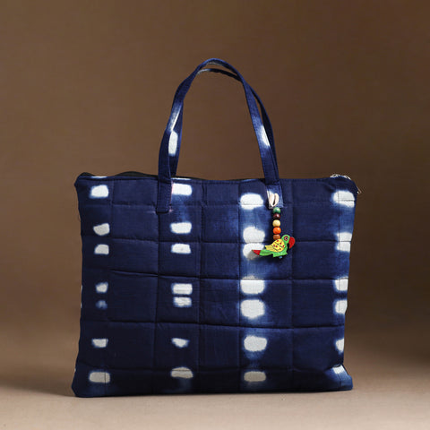 Blue Handcrafted Quilted Cotton Hand Bag 76