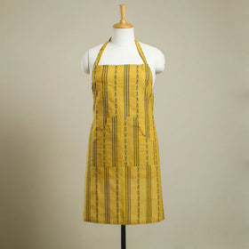 Buy Yellow Jacquard Weaving Cotton Apron with Pocket