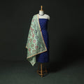 Blue - Kutch Bandhani Tie-Dye Cotton 2pc Unstitched Dress Material Kurta Set with Earrings 14