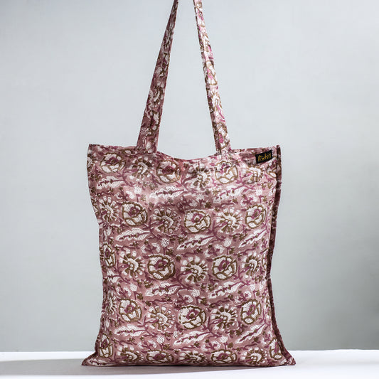 Purple - Sanganeri Block Printed Cotton Jhola Bag