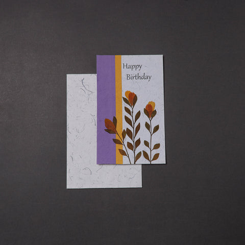 Happy Birthday - Flower Art Handmade Paper Greeting Card 