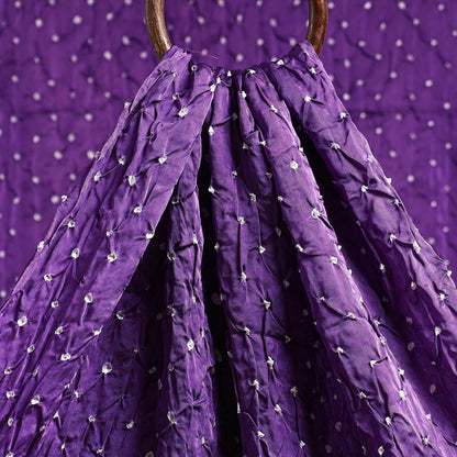 Purple Kutch Bandhani Tie-Dye Modal Silk Fabric