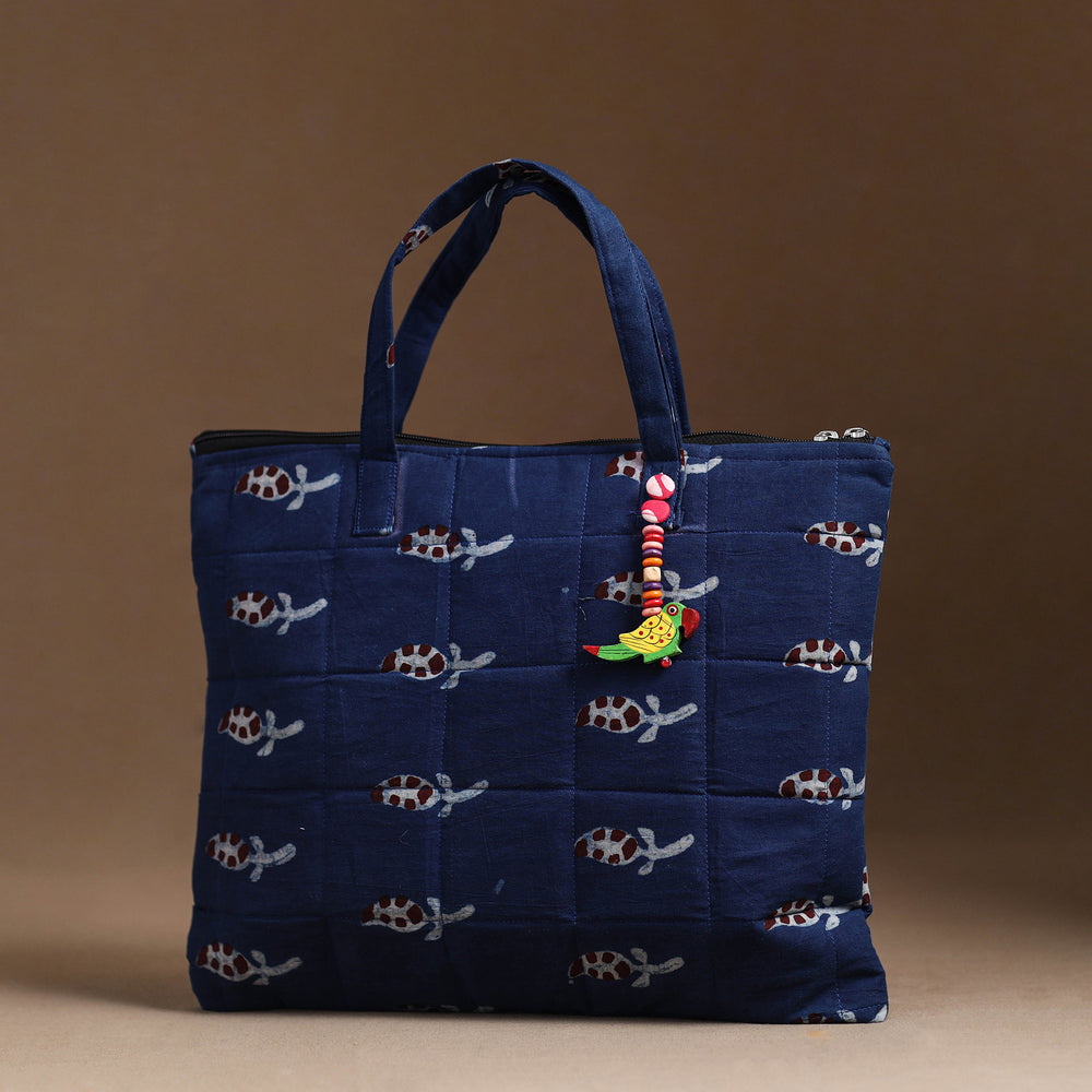 Blue - Handcrafted Quilted Cotton Hand Bag  77