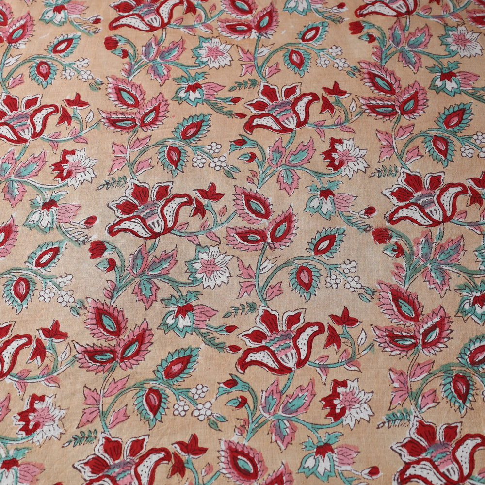 Brown - Pure Cotton Sanganeri Print Fabric 07