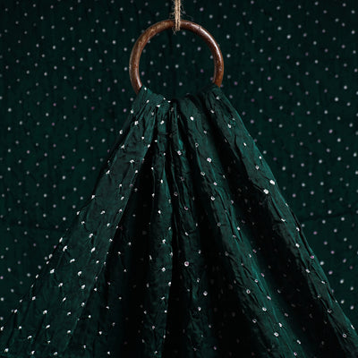 Dark Green Kutch Bandhani Tie-Dye Modal Silk Fabric