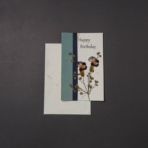 Happy Birthday - Flower Art Handmade Paper Greeting Card 