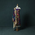 Handpainted Srikalahasti Pen Work Kalamkari Bangalore Silk 2pc Unstitched Dress Material Kurta Set 01