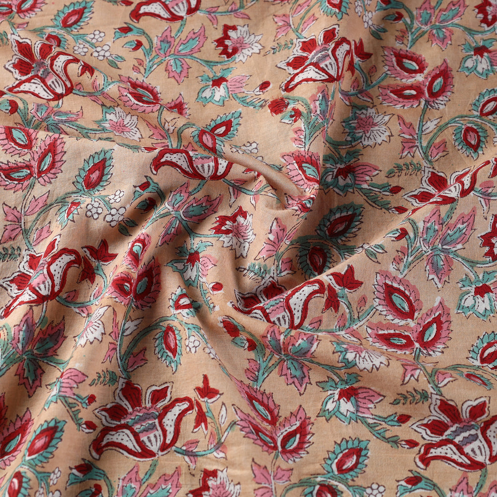 Brown - Pure Cotton Sanganeri Print Fabric 07