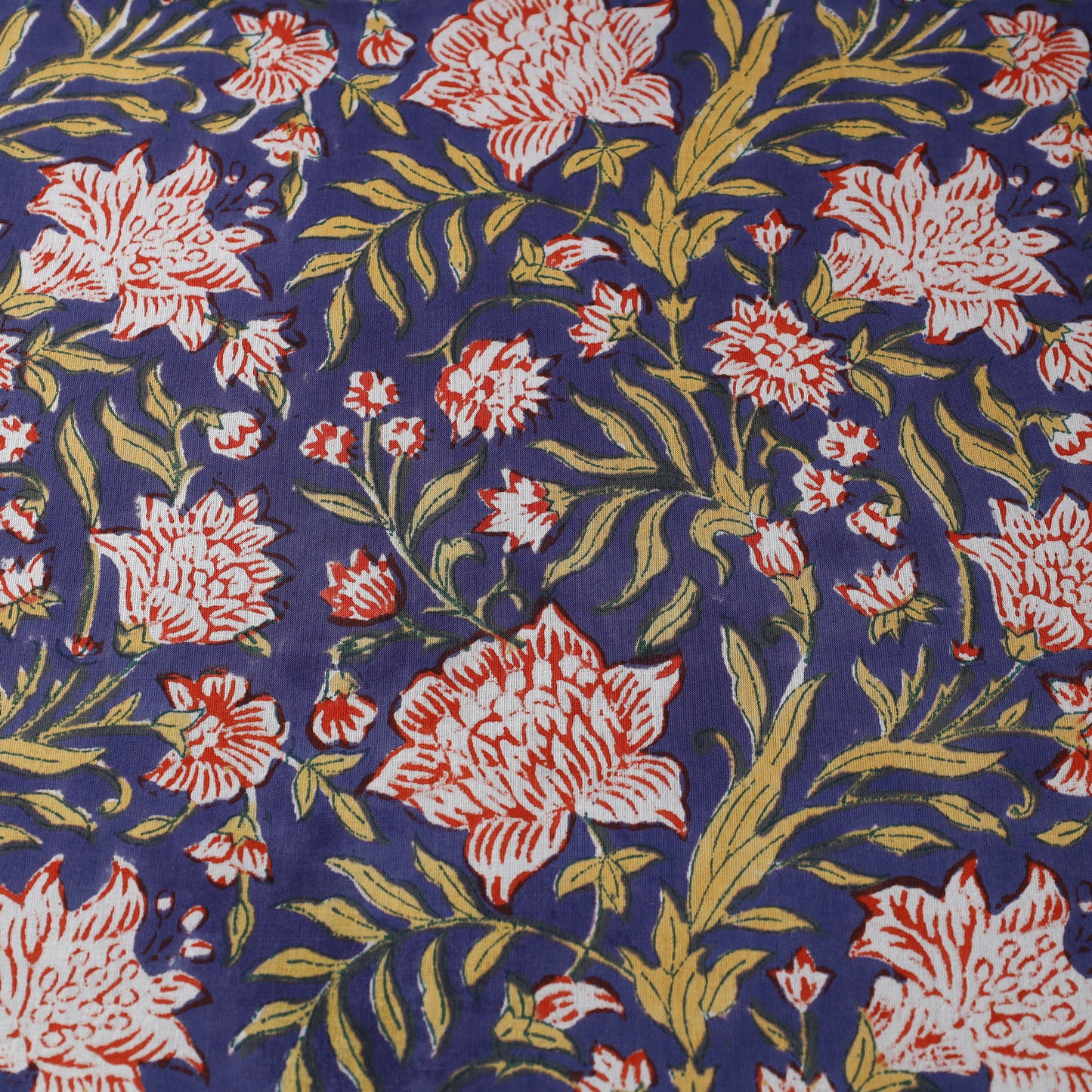 Multicolor - Yellow Lianas with Kamal Sanganeri Block Printed Cotton Fabric