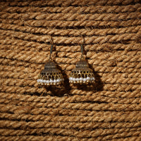 Soniya Golden Handcrafted GS Beaded Jhumki Earrings