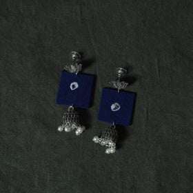 Blue - Kutch Bandhani Tie-Dye Cotton 2pc Unstitched Dress Material Kurta Set with Earrings 14