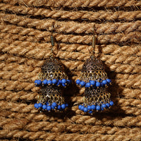 Aliya Golden Handcrafted GS Beaded Jhumki Earrings