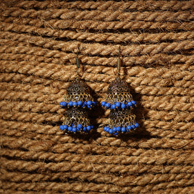 Buy Aliya Golden Handcrafted GS Beaded Jhumki Earrings