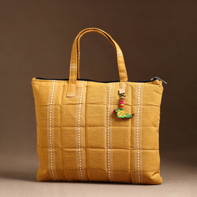 Yellow Handcrafted Quilted Cotton Hand Bag 80