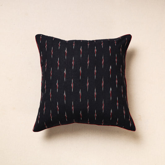 Black - Pochampally Ikat Cotton Cushion Cover (16 x 16 in) 09
