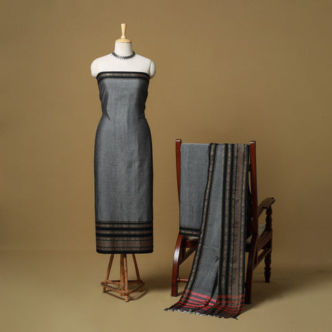 Dharwad Cotton 3pc Unstitched Dress Material with Border 45