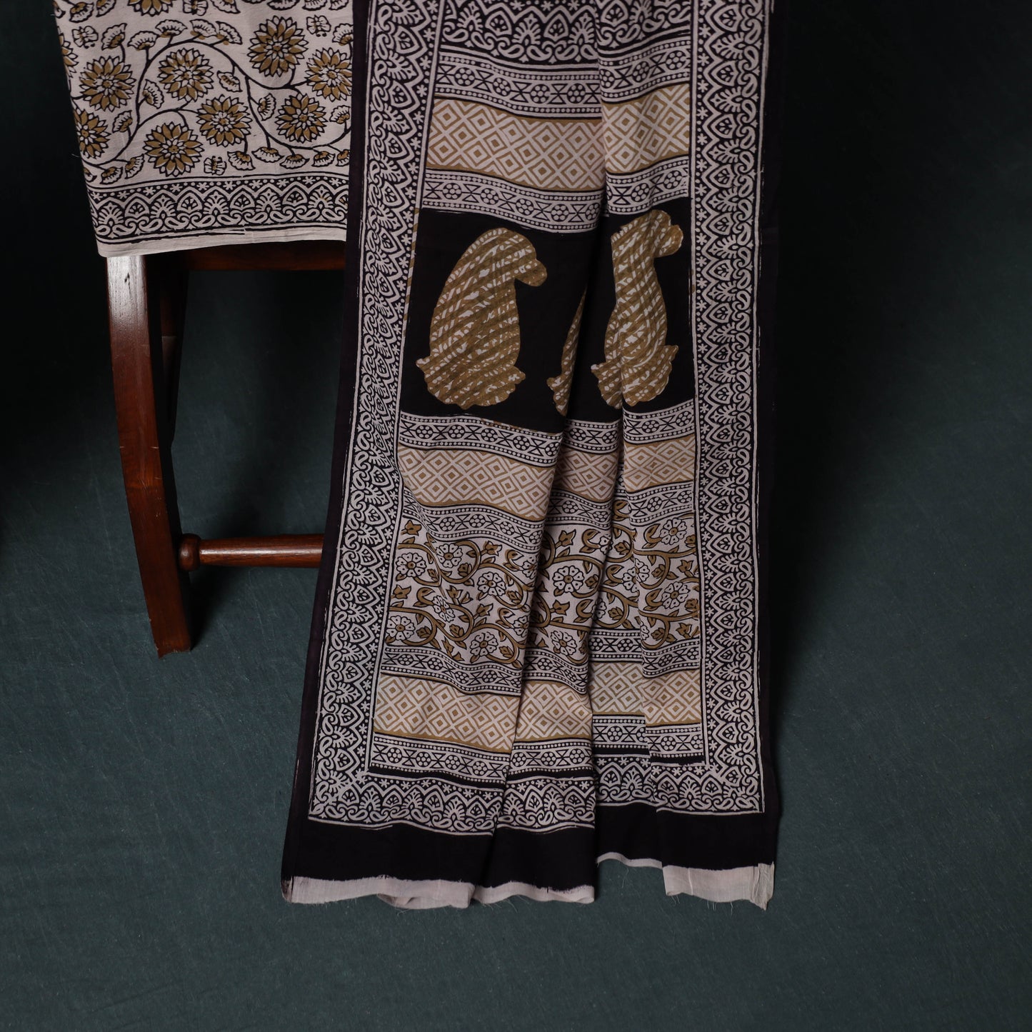 Bagh Hand Block Print Cotton 3pc Unstitched Dress Material Suit Set 35