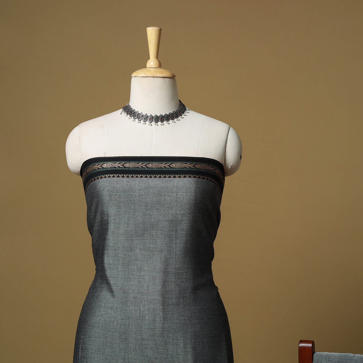 Dharwad Cotton 3pc Unstitched Dress Material with Border 45