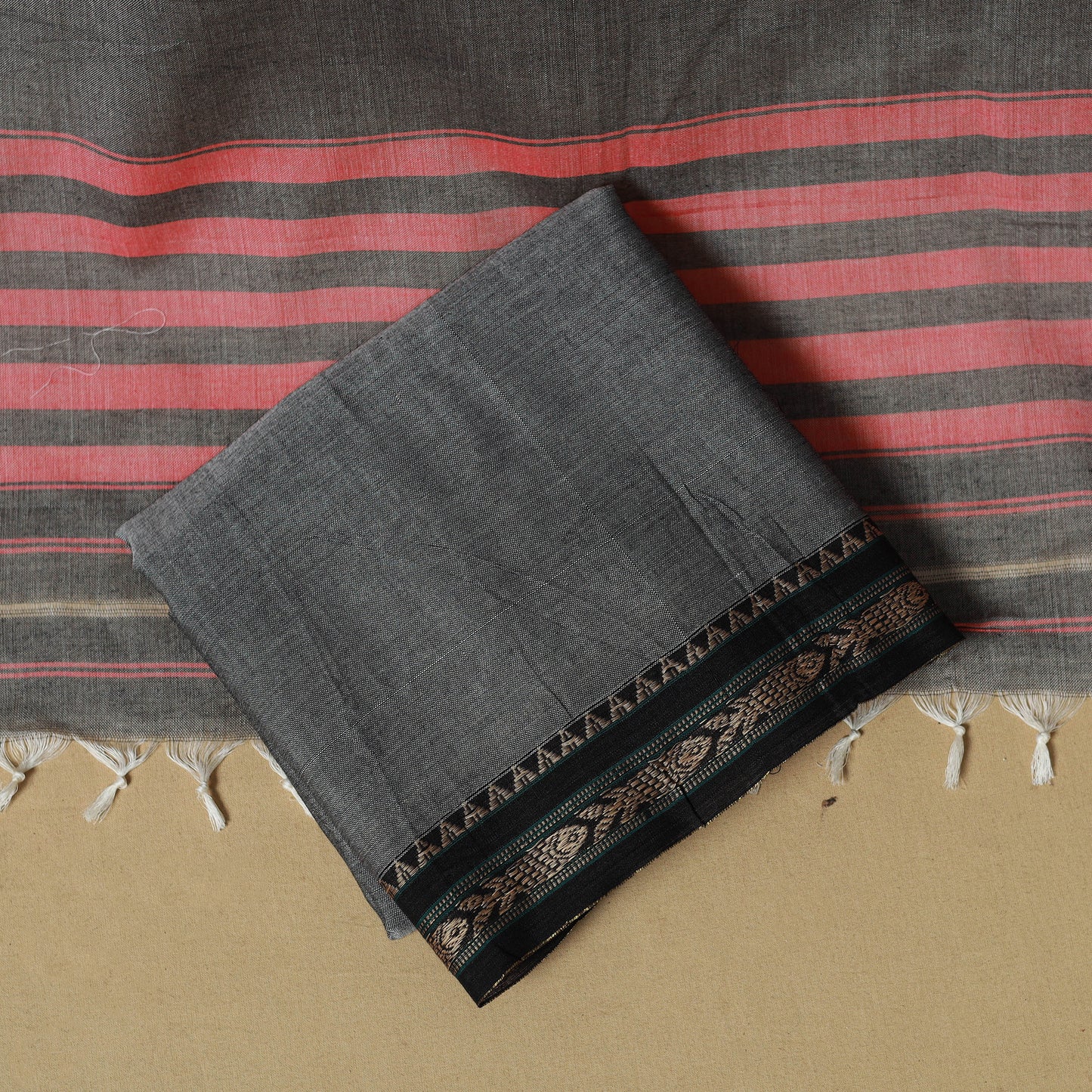 Dharwad Cotton 3pc Unstitched Dress Material with Border 45