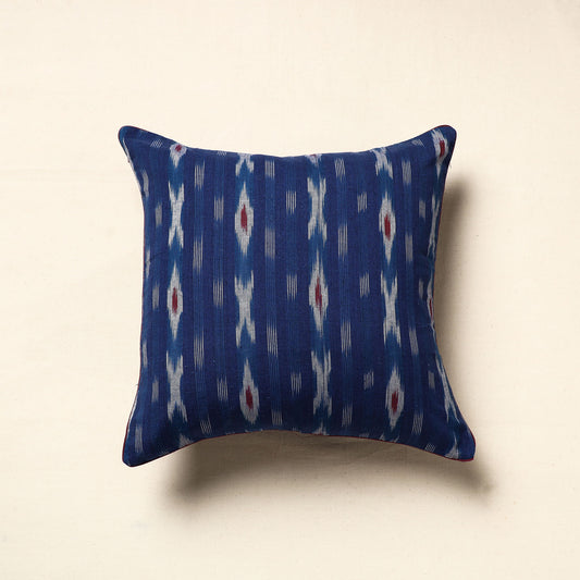 Blue - Pochampally Ikat Cotton Cushion Cover (16 x 16 in)
