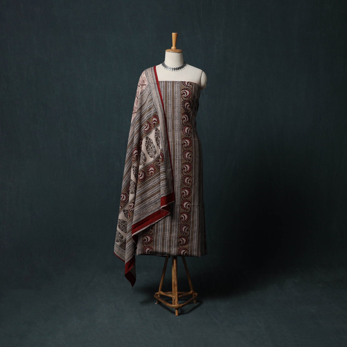 Bagh Hand Block Print Cotton 3pc Unstitched Dress Material Suit Set 36