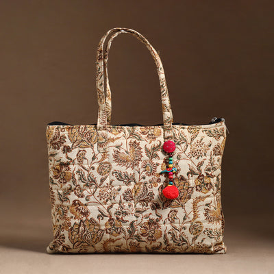 Beige - Handcrafted Quilted Cotton Hand Bag  27