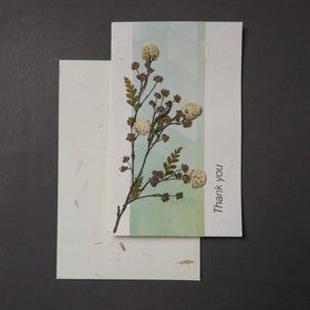 Thank You - Flower Art Handmade Paper Greeting Card 