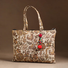 Beige Handcrafted Quilted Cotton Hand Bag 27