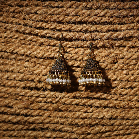 Najish Golden Handcrafted GS Beaded Jhumki Earrings