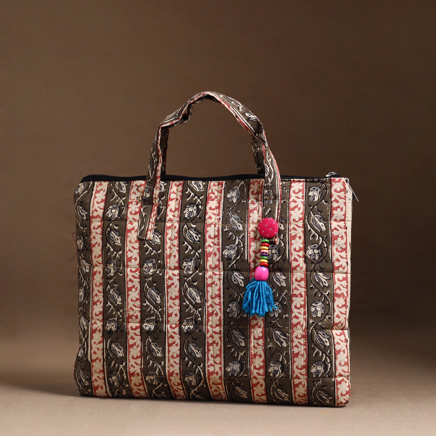 Multicolor - Handcrafted Quilted Cotton Hand Bag 14