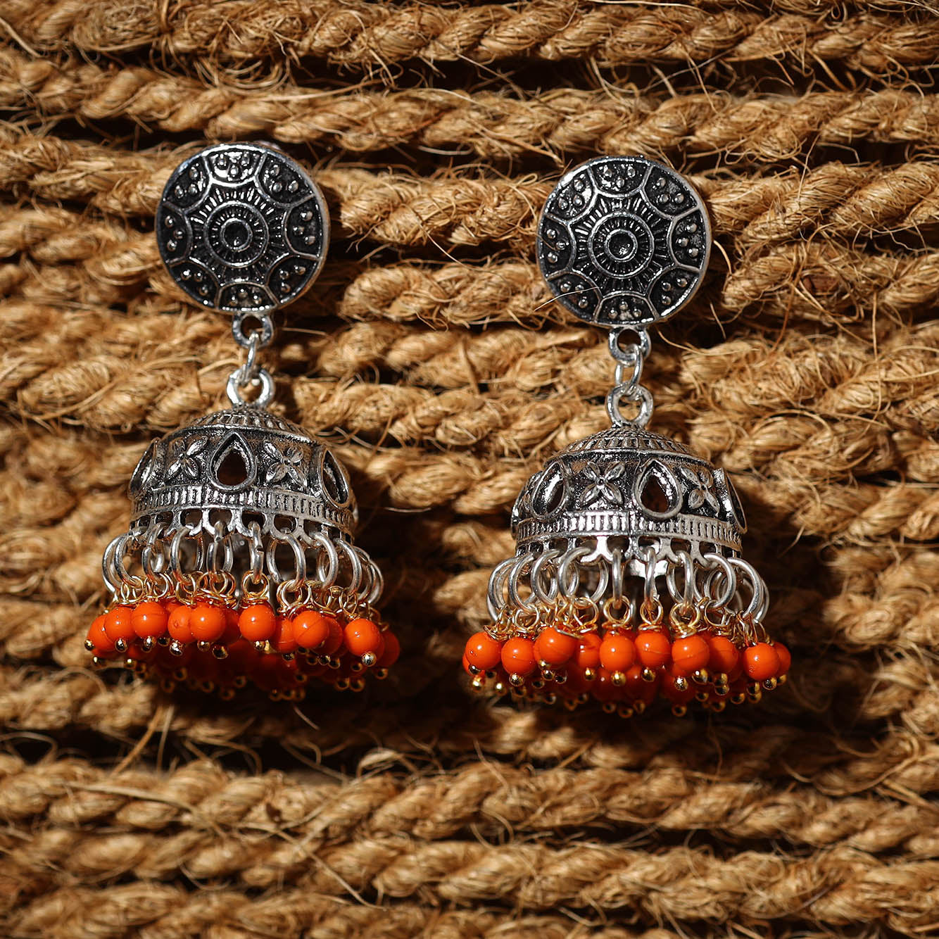 Asma Handcrafted GS Beaded Jhumki Earrings