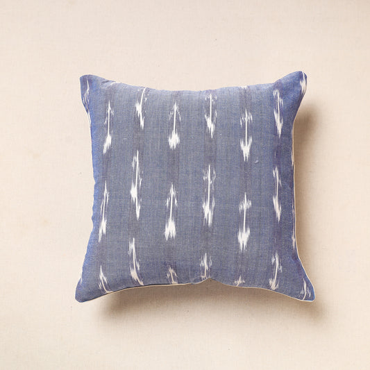 Blue - Pochampally Ikat Cotton Cushion Cover (16 x 16 in) 12