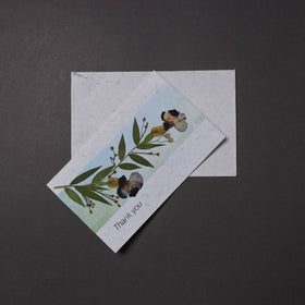 Thank You - Flower Art Handmade Paper Greeting Card 