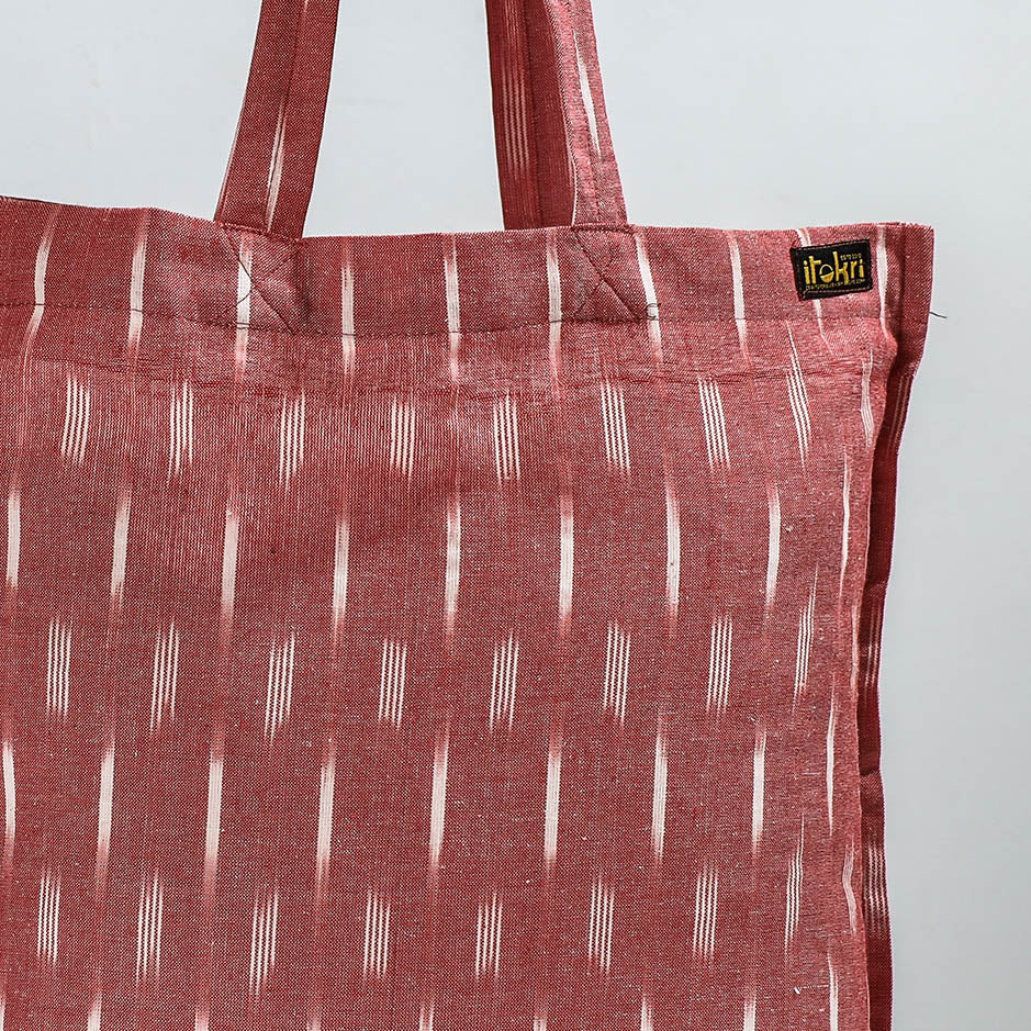 Maroon - Handcrafted Pochampally Ikat Weave Cotton Jhola Bag
