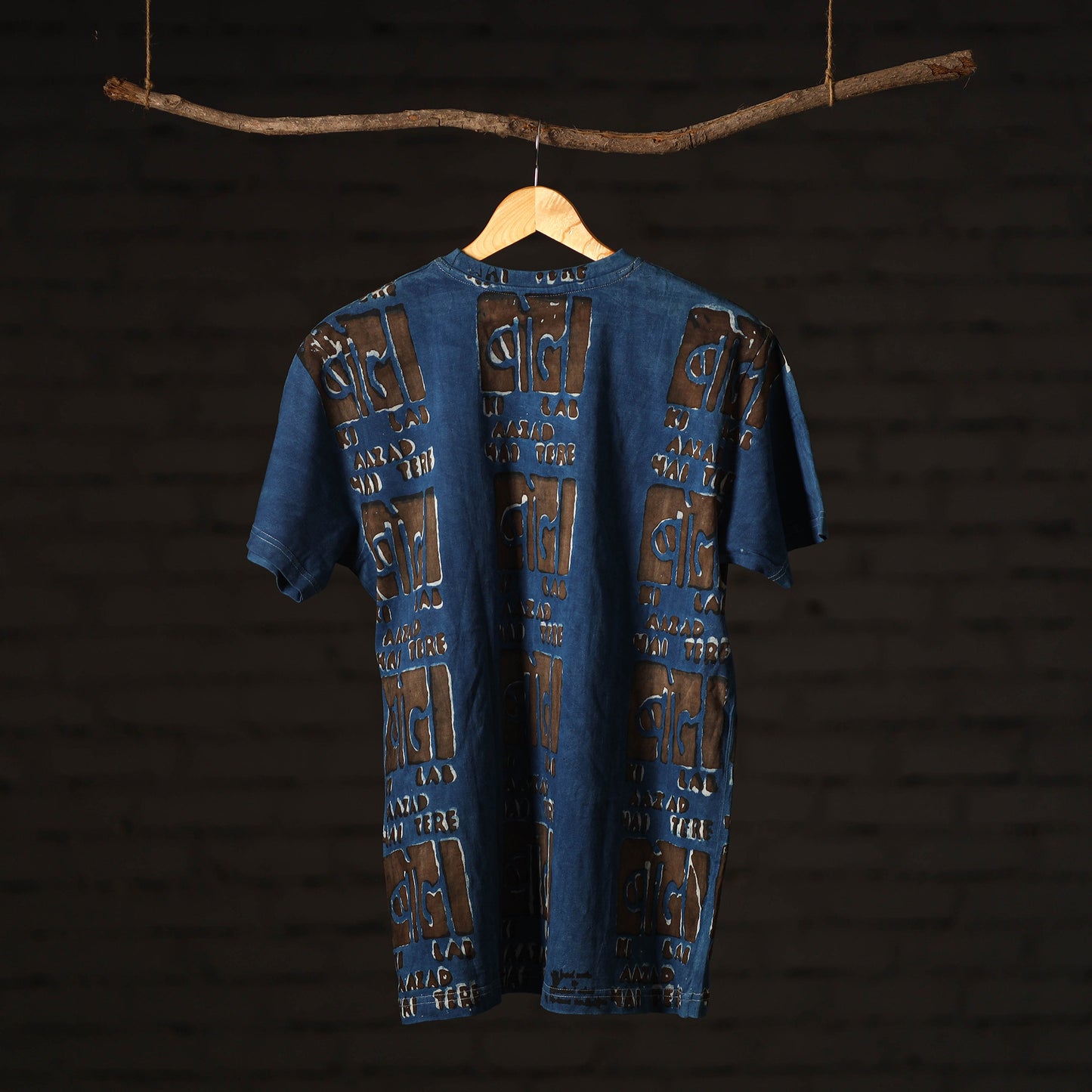 Blue - Bindaas Block Art Printed Cotton Round Neck T-shirt