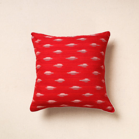 Red - Pochampally Ikat Cotton Cushion Cover (16 x 16 in) 13