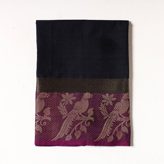 Black - Kanchipuram Cotton Precut Fabric (1.1 Meter)