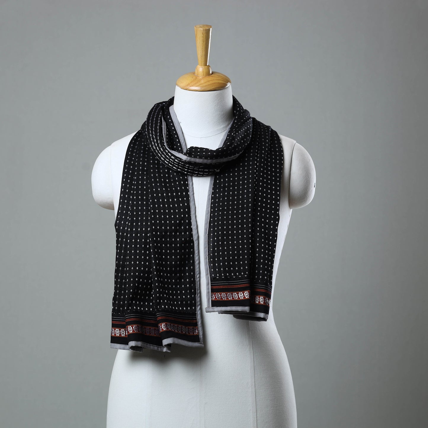 Black - Cotton Khun Weave Stole 08