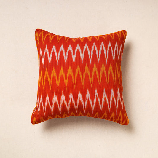 Orange - Pochampally Ikat Cotton Cushion Cover (16 x 16 in) 14