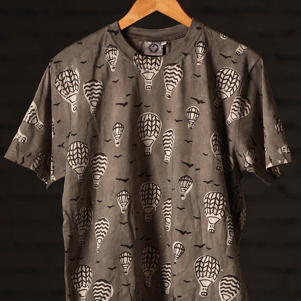 Brown - Bindaas Block Art Printed Cotton Round Neck T-shirt